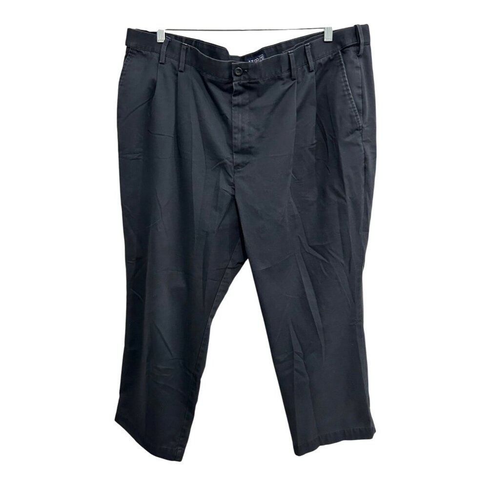 Izod American Chino Black Pants W46 L30 Cotton Mens Trousers